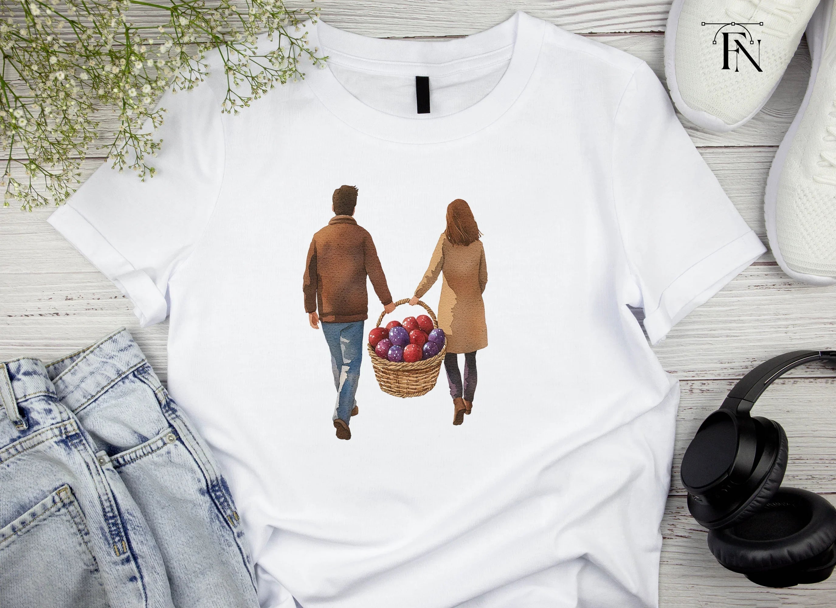 Couple with Fruit Basket Clipart Bundle
