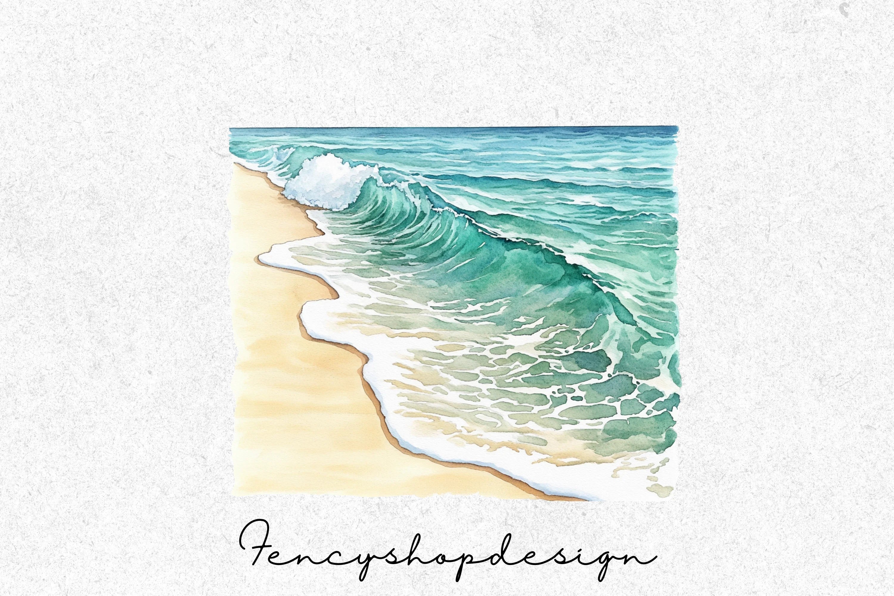Ocean Waves Beach Clipart Bundle