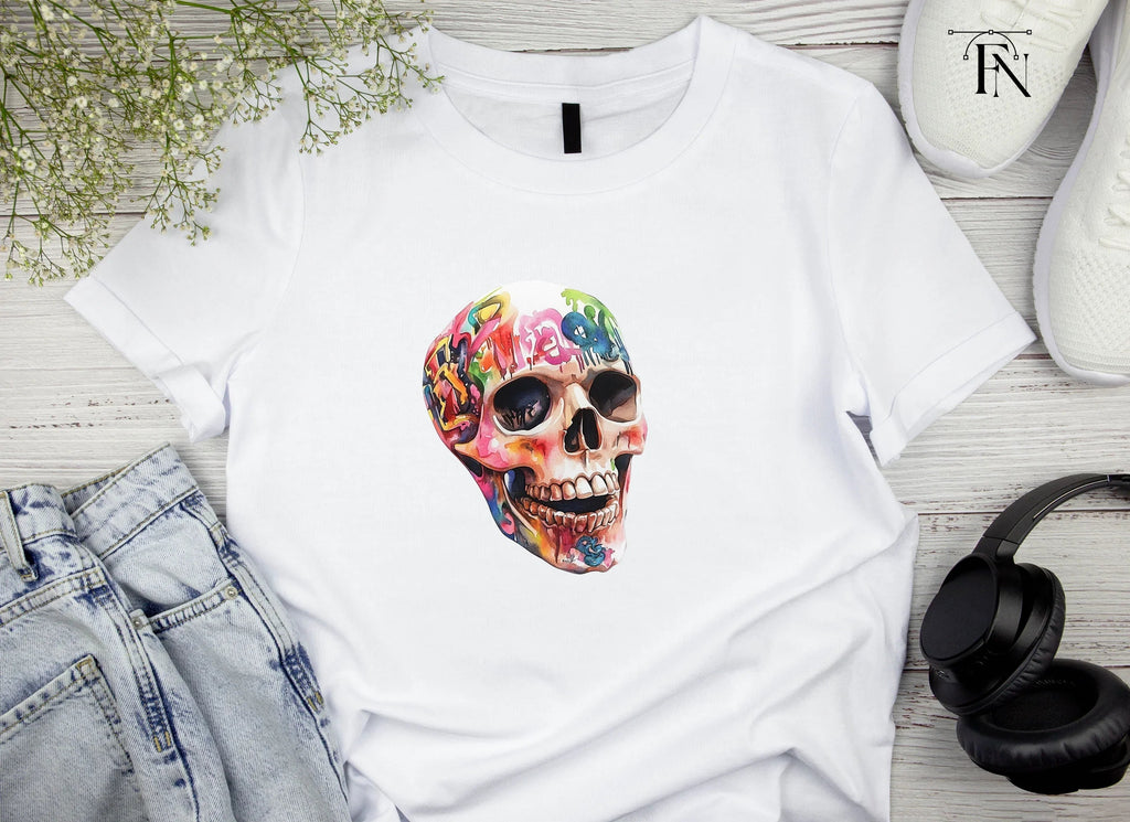 Vibrant Graffiti Skulls Clipart Bundle