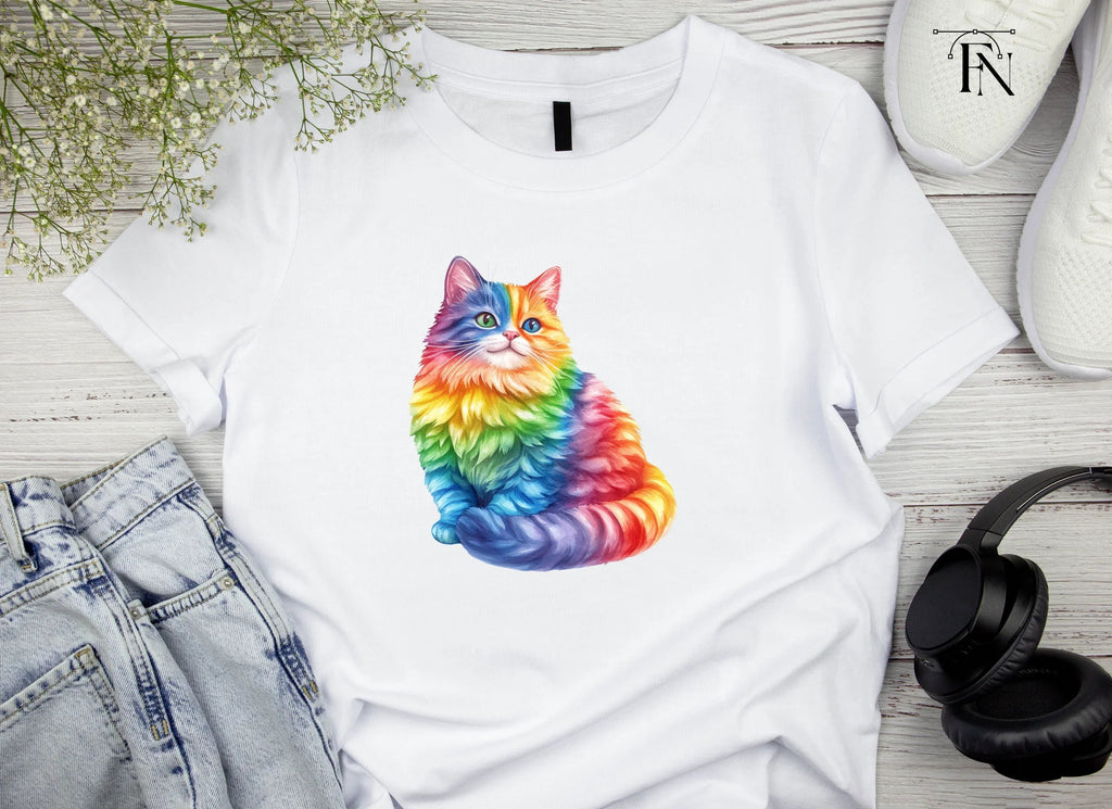 Rainbow Fluffy Cat Clipart Bundle