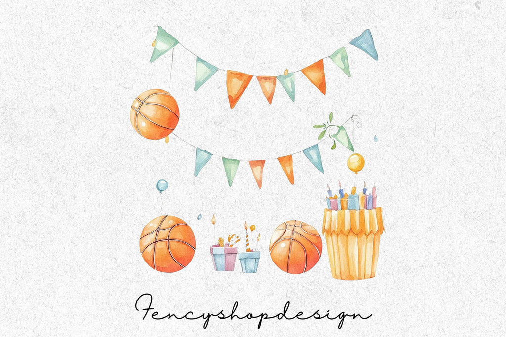 Basketball Birthday Party Clipart Bundle