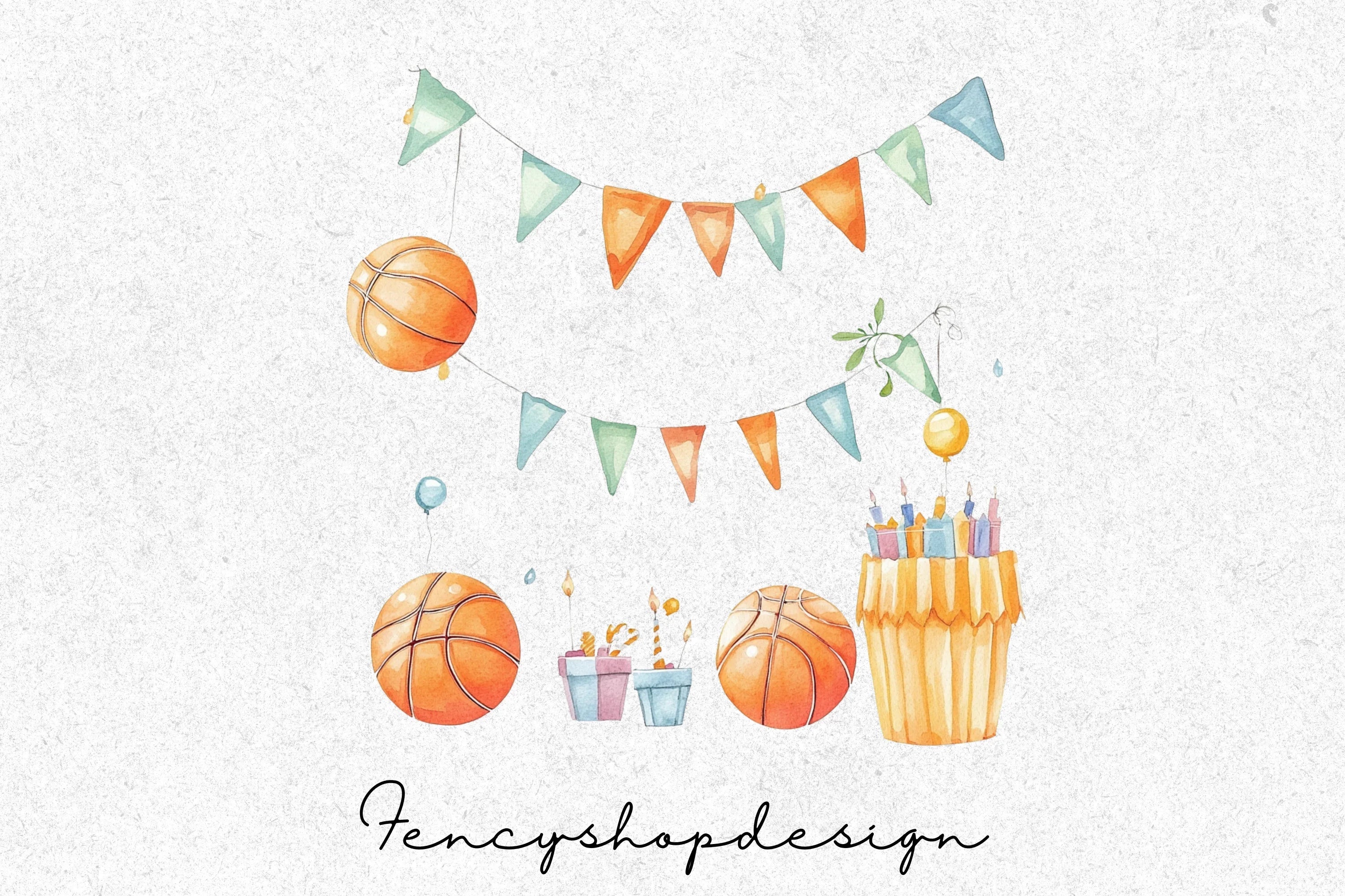 Basketball Birthday Party Clipart Bundle