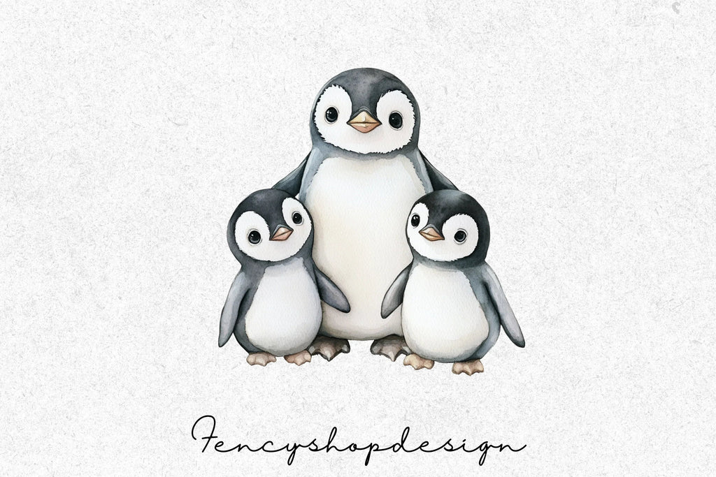 Cute Penguin Family Clipart Bundle