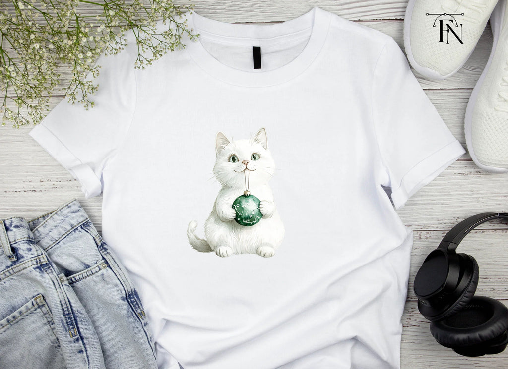 Cute White Christmas Cats Clipart Bundle
