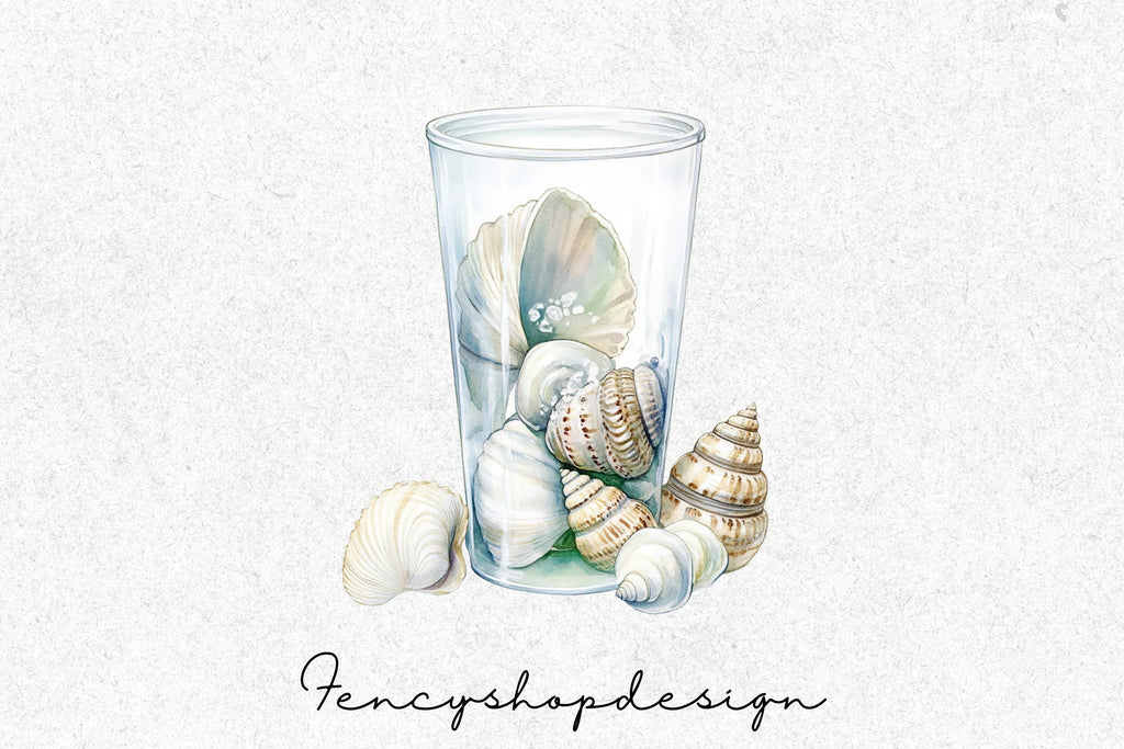 Seashells Jar Clipart Bundle