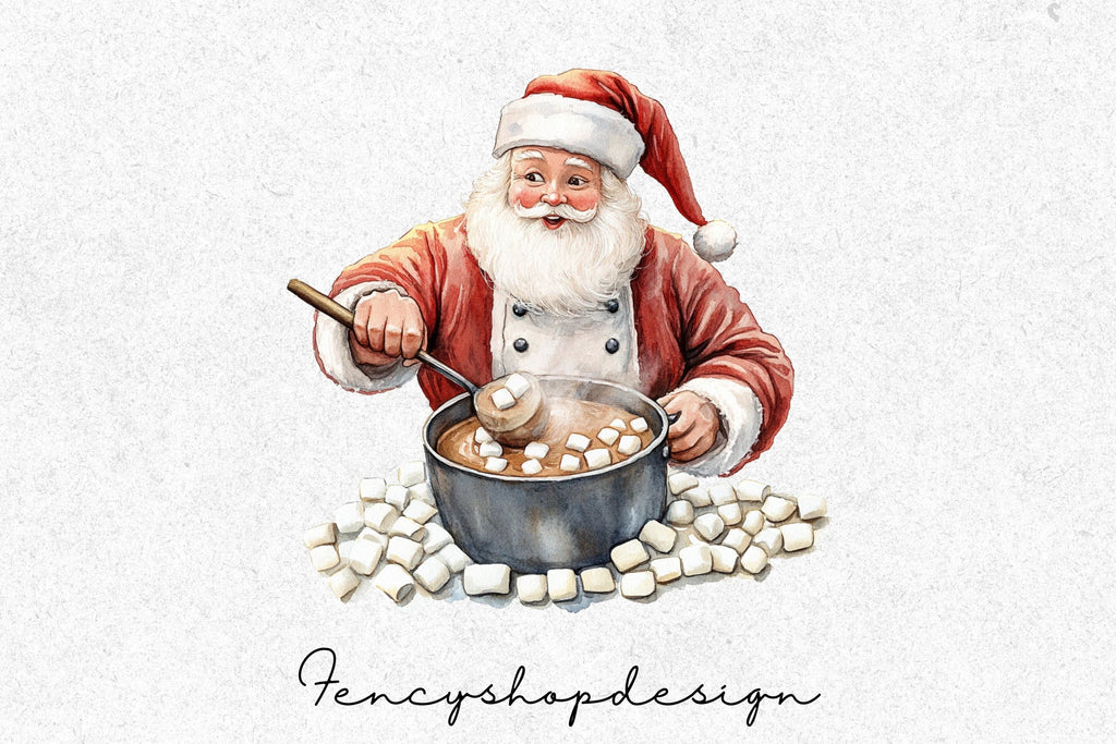 Santa Hot Cocoa Gingerbread Clipart Bundle