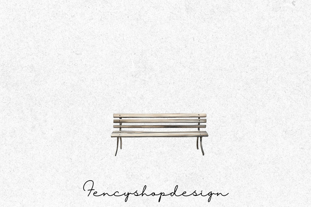 Rustic Wooden Bench Clipart Bundle