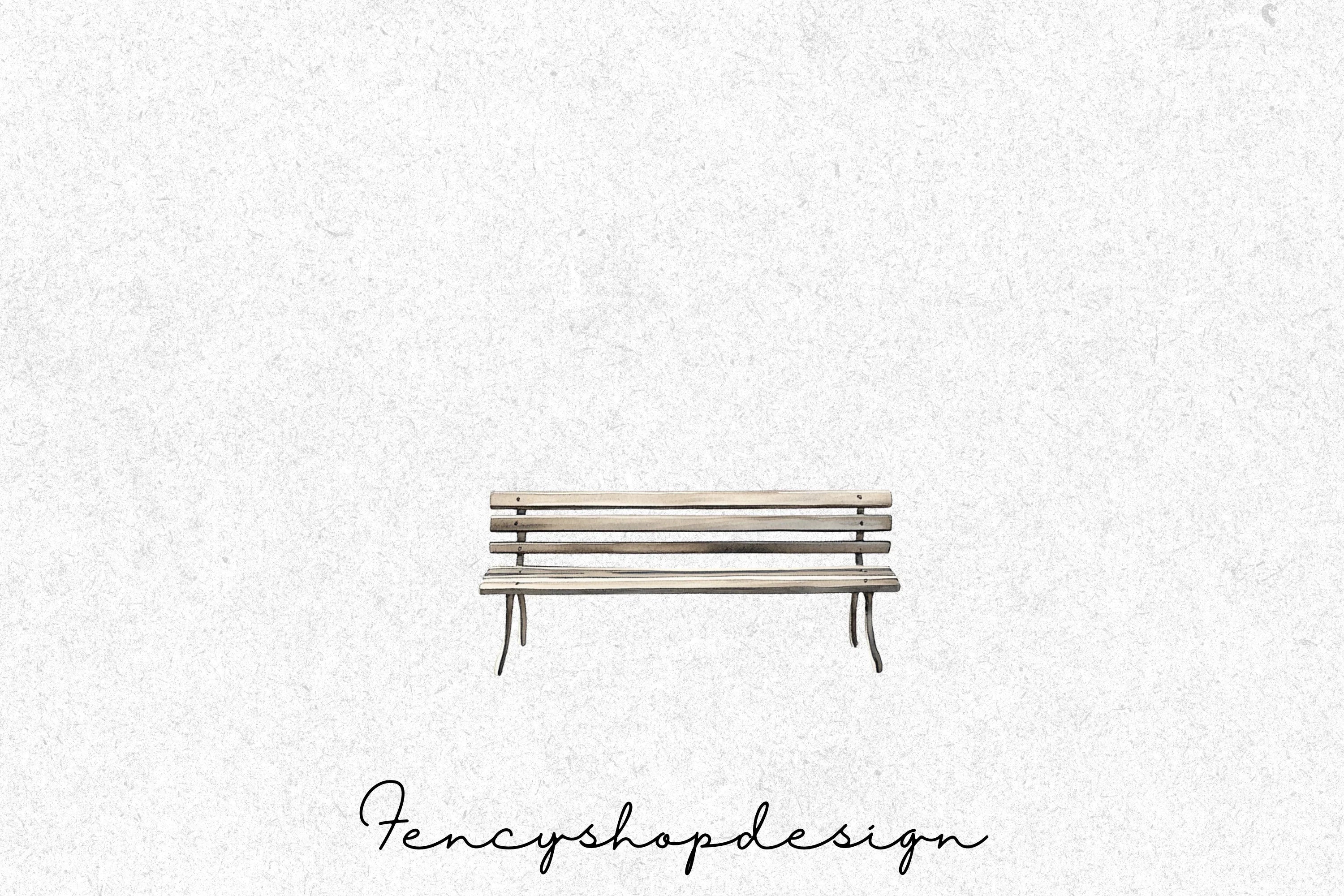 Rustic Wooden Bench Clipart Bundle