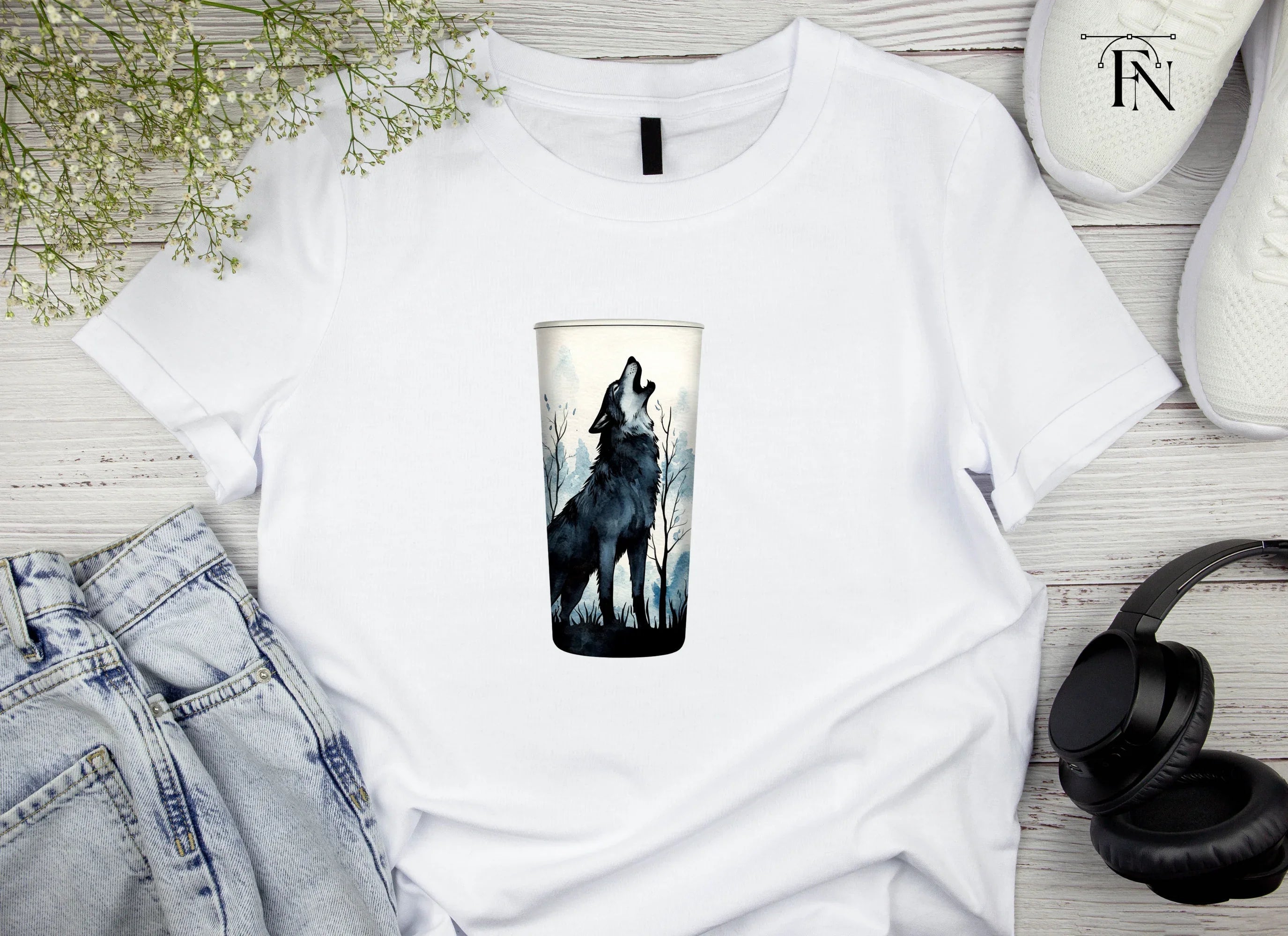 Howling Wolf Tumbler Clipart Bundle