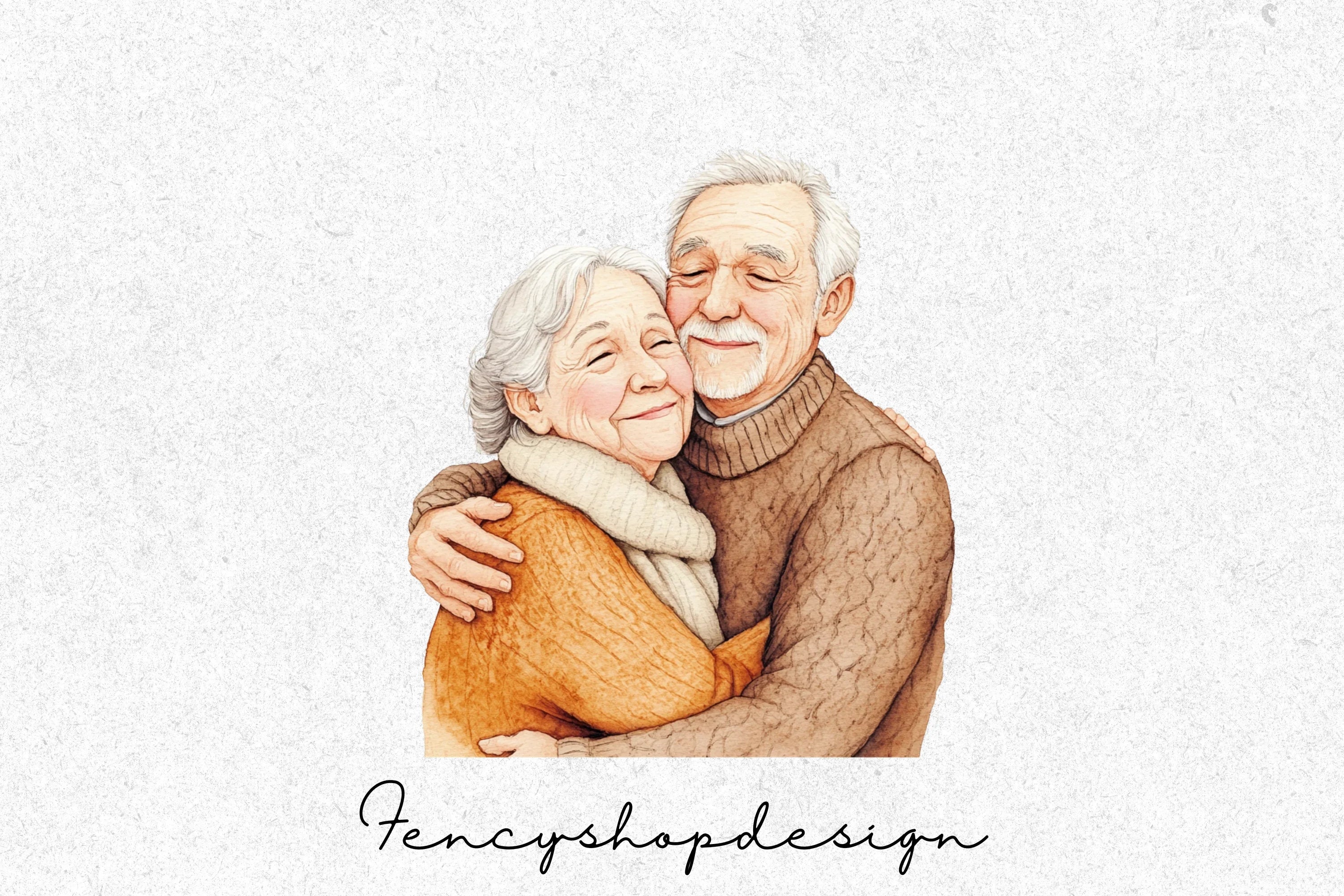 Sweet Senior Couple Love Clipart Bundle