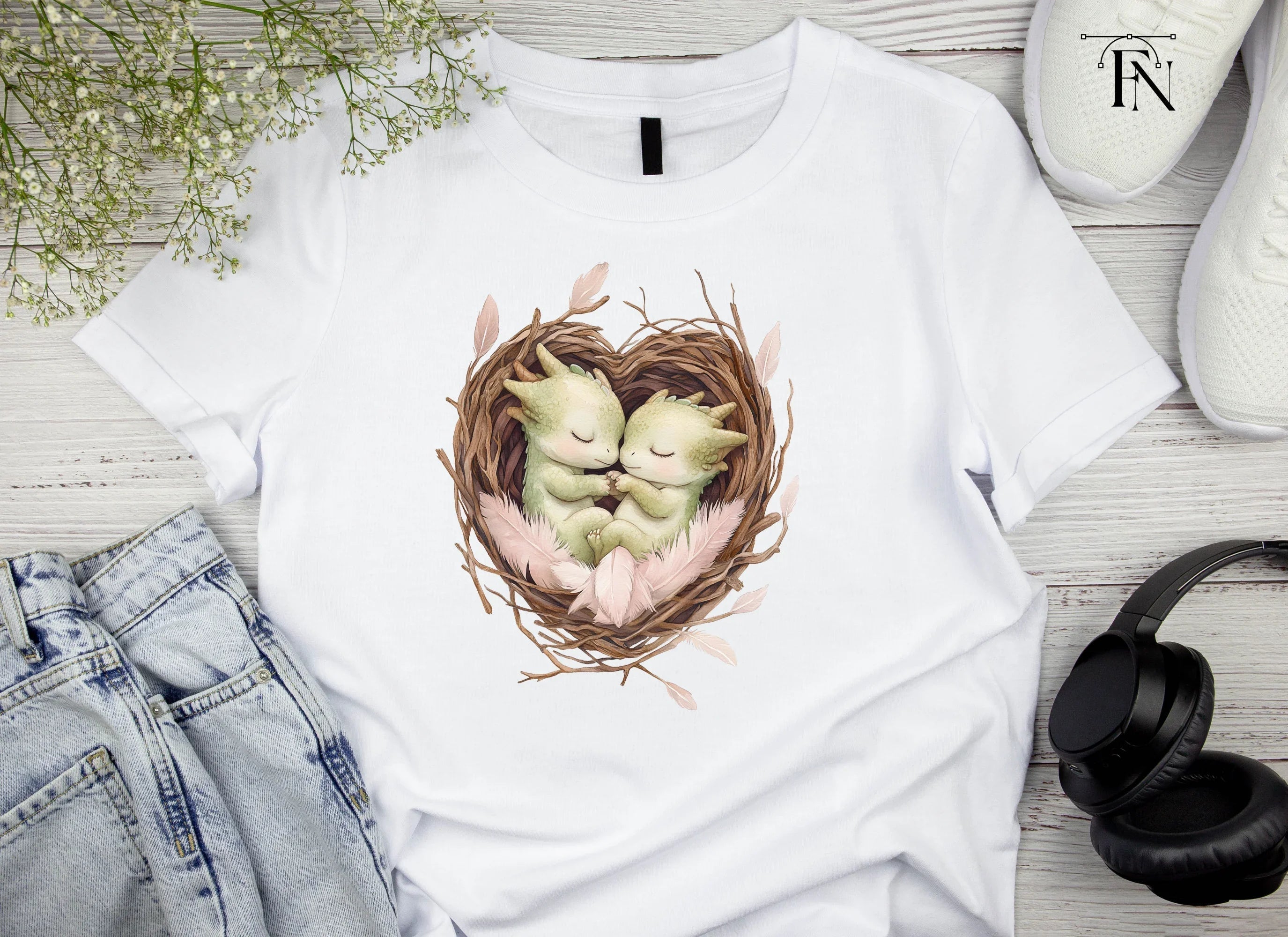 Cute Baby Dragon Nests Clipart Bundle