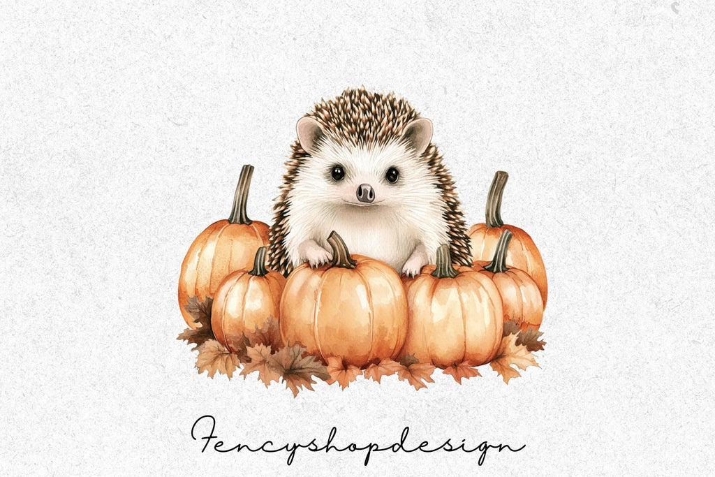 Cute Hedgehog Autumn Clipart Bundle