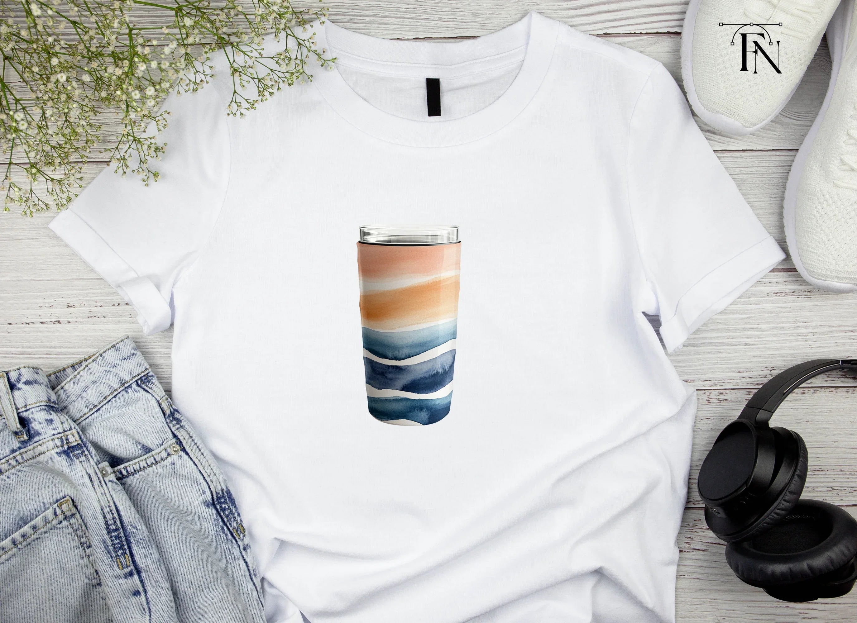 Abstract Waves Tumbler Clipart Bundle