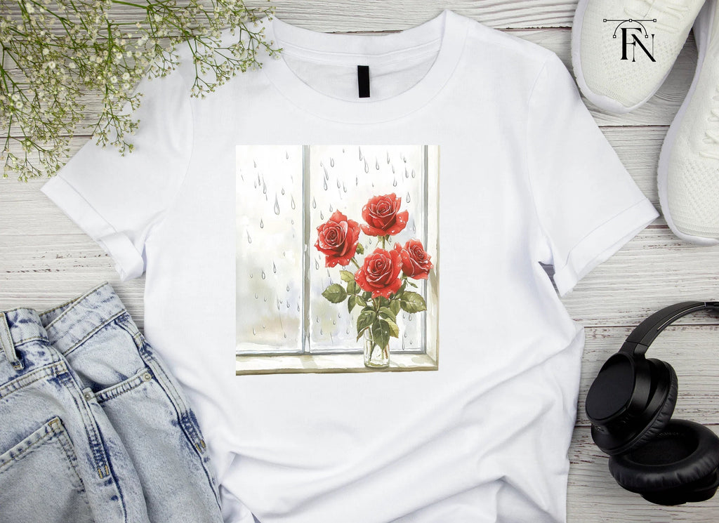 Red Roses by Rainy Window Clipart Bundle