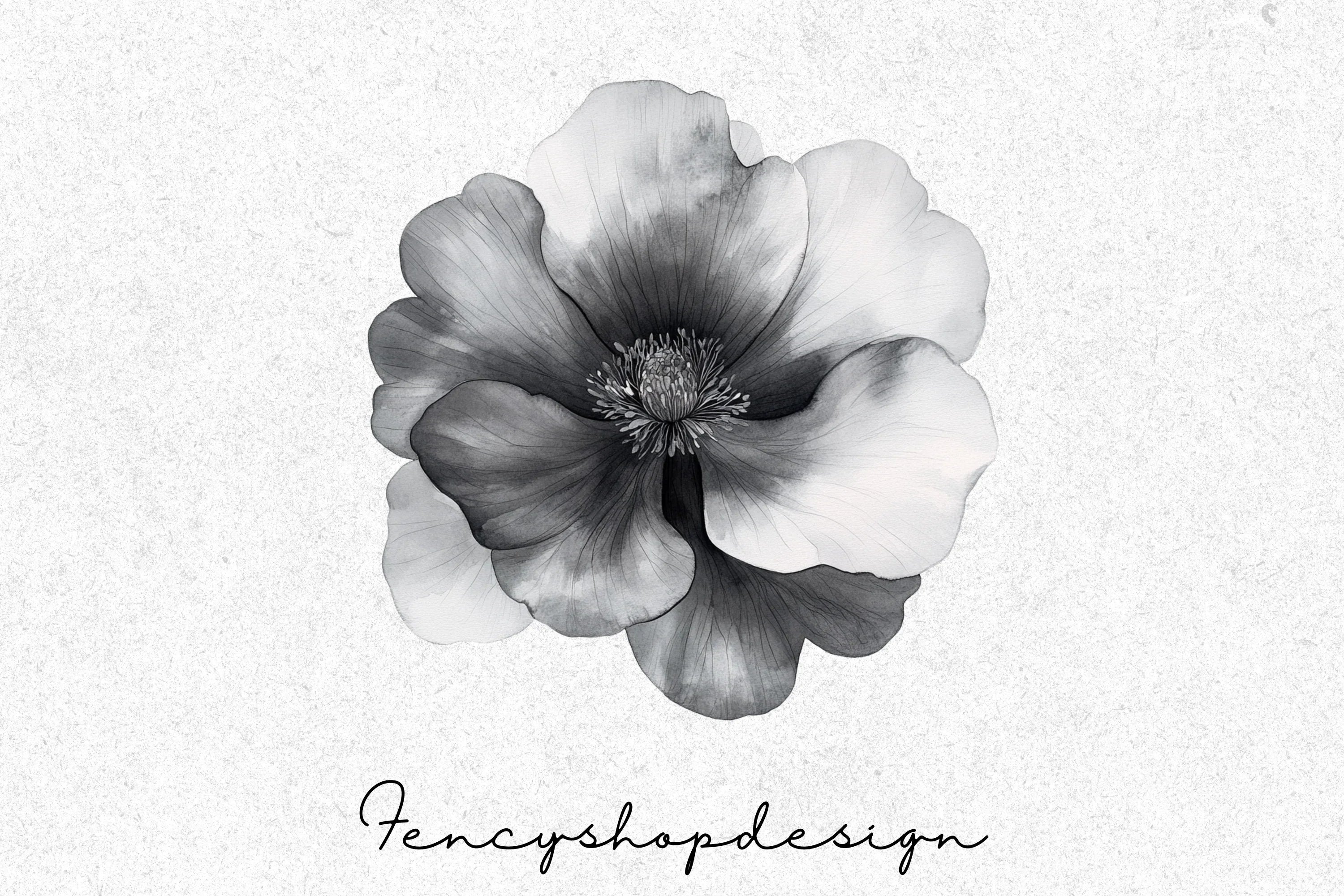Monochrome Floral Clipart Bundle