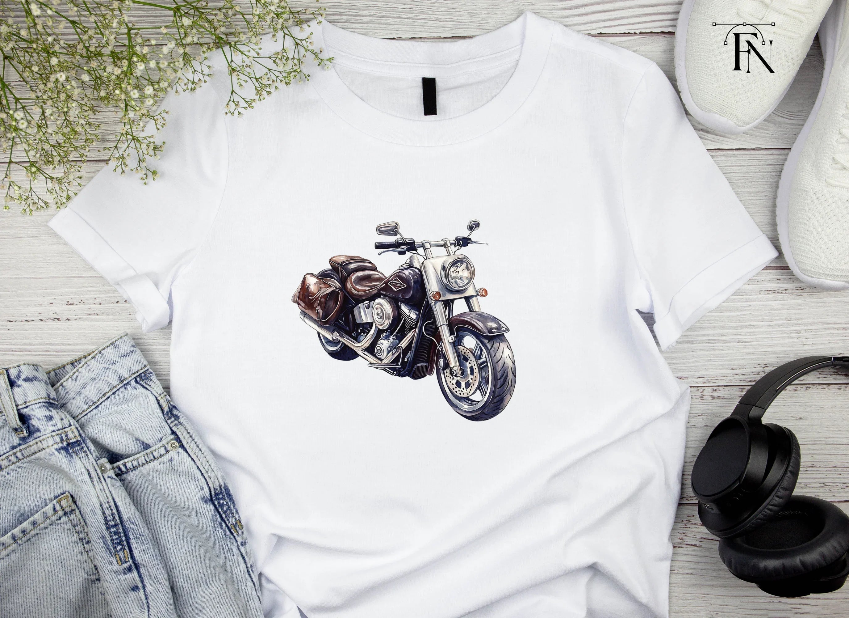 Classic Cruiser Motorcycle Illustrations Clipart Bundle