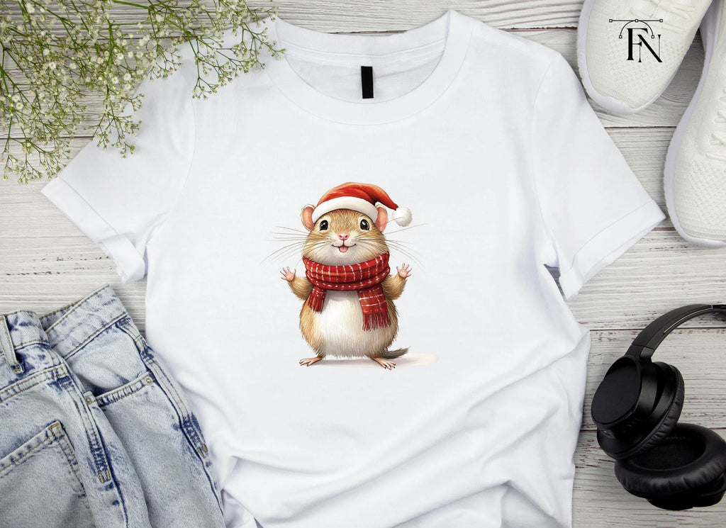 Festive Hamster in Santa Hat and Scarf Clipart Bundle