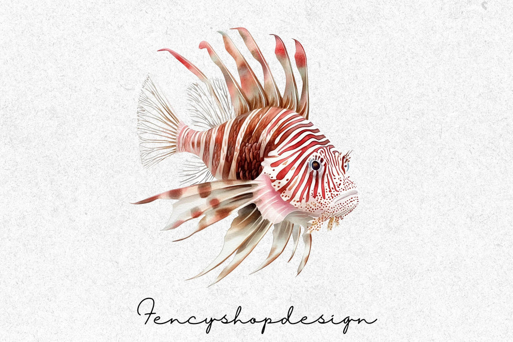 Colorful Lionfish Aquatic Creature Clipart Bundle