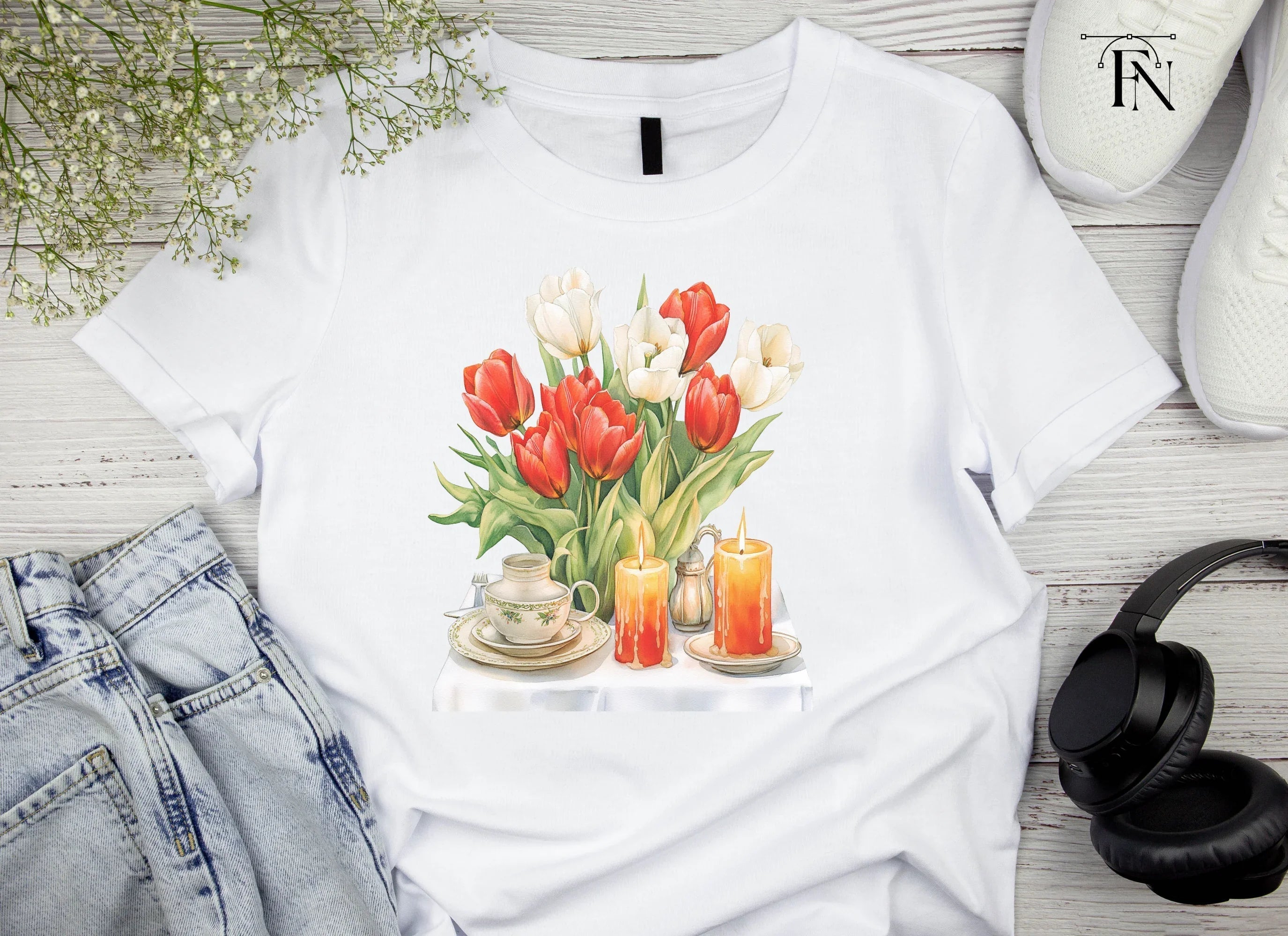 Elegant Tulip Candle Dinner Clipart Bundle