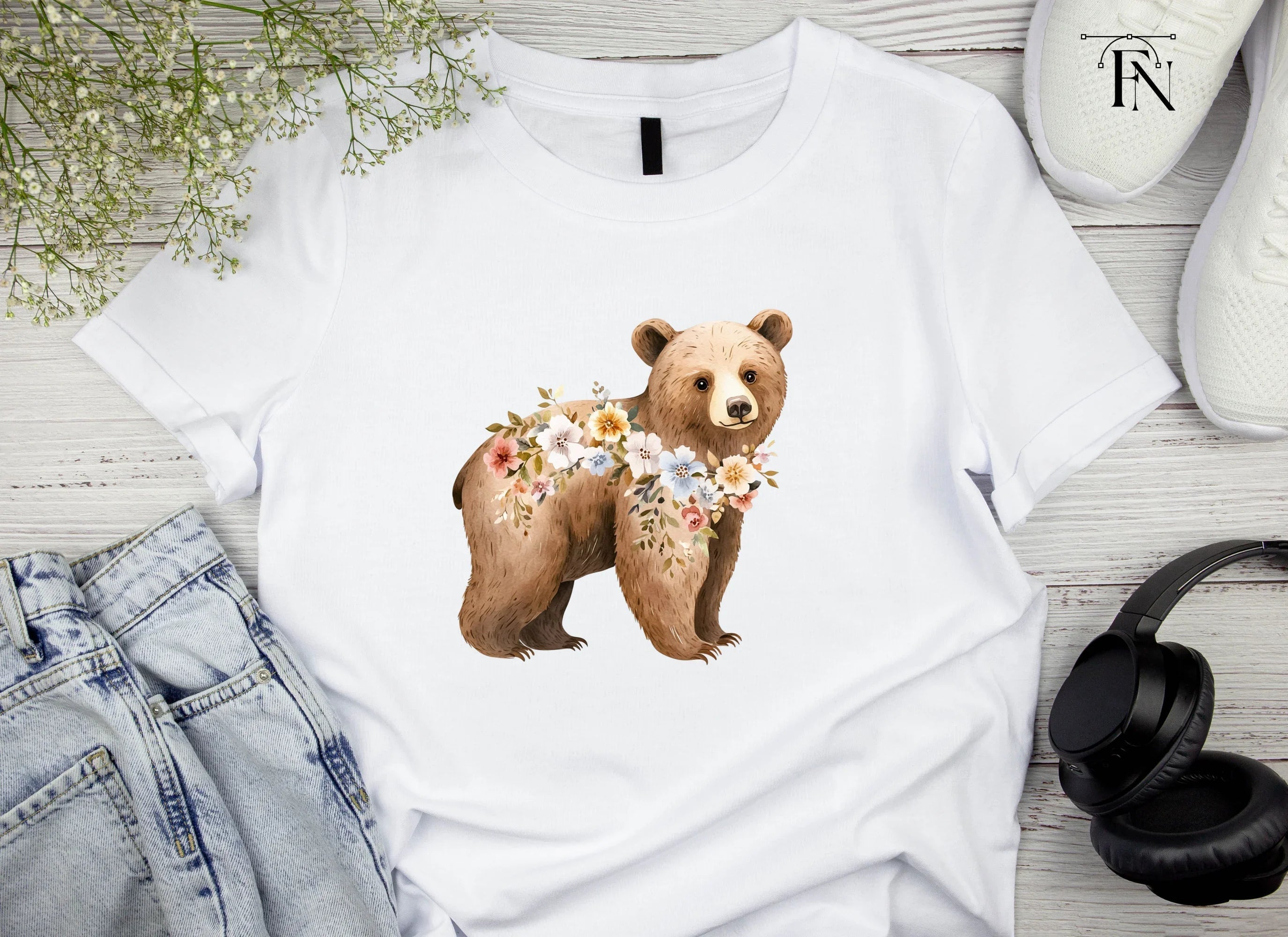 Floral Bear Clipart Bundle