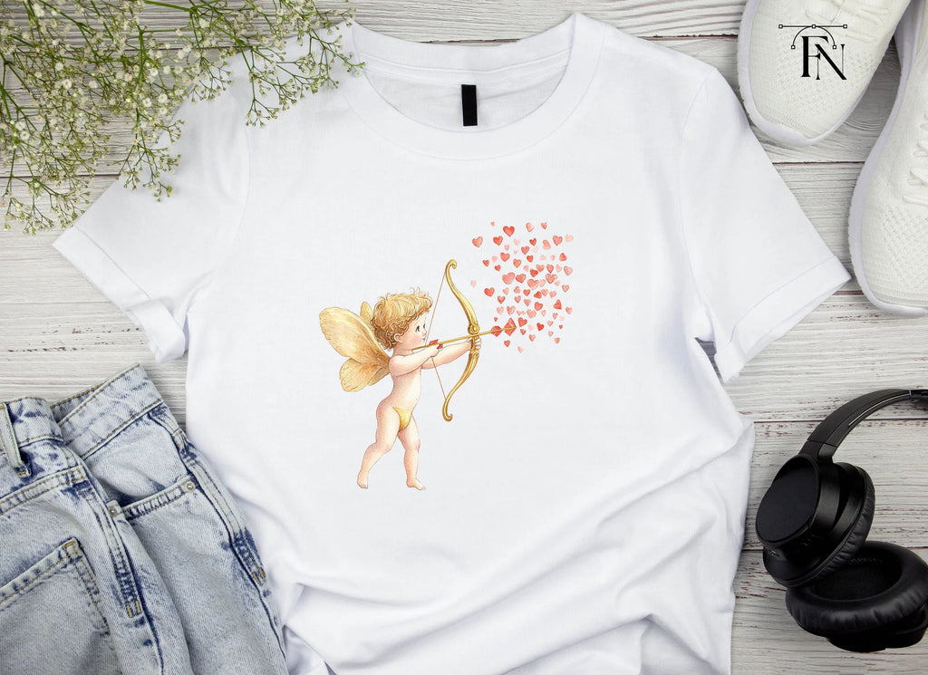 Charming Cupid Shooting Heart Arrows Clipart Bundle