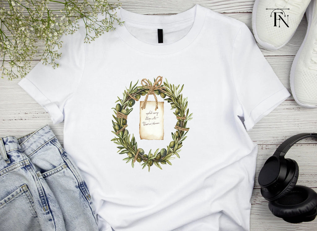 Olive Branch Wreath Clipart Bundle with Tag
