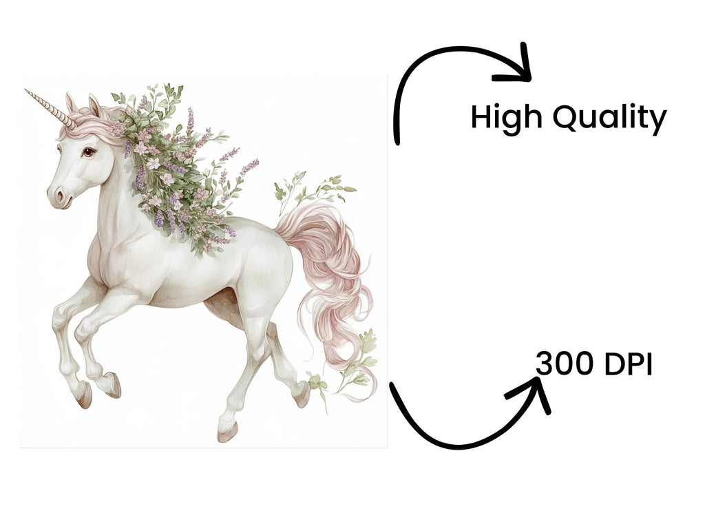 Whimsical Lavender Unicorn Clipart Bundle