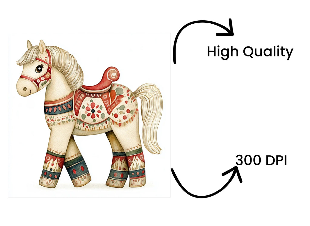 Cute Folk Horse Clipart Bundle