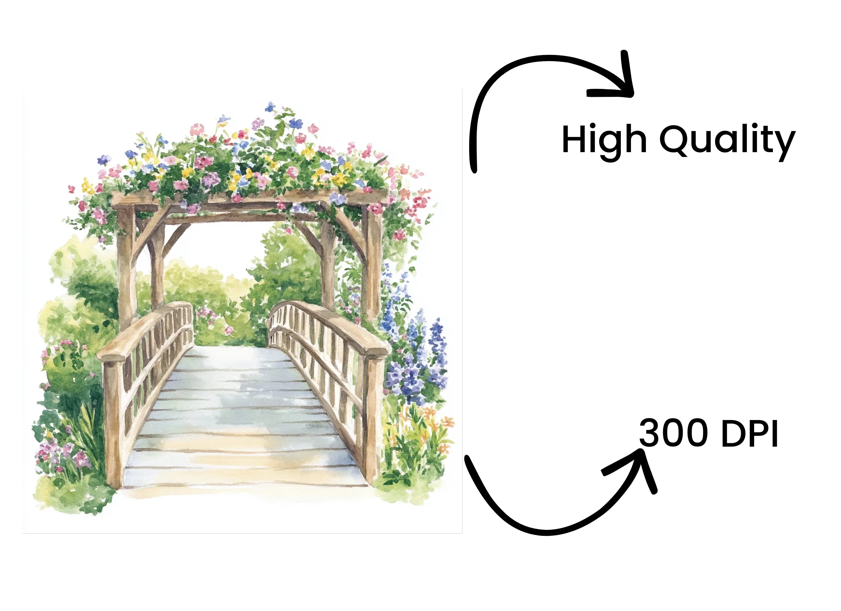 Floral Archway Bridge Clipart Bundle