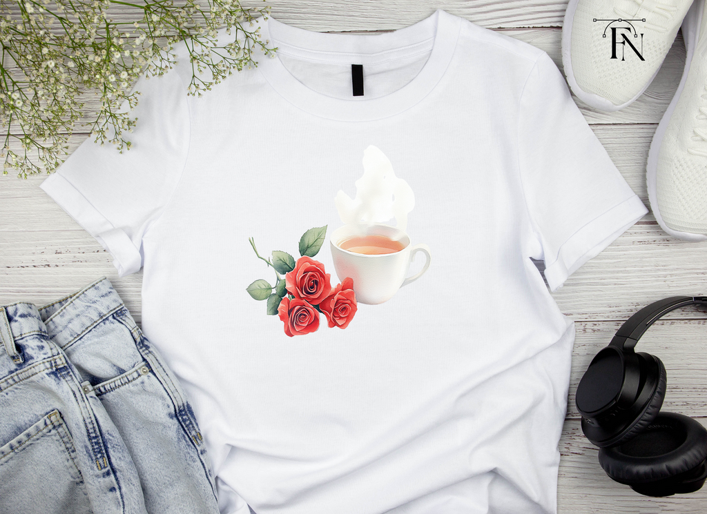 Elegant Tea Cup with Red Roses Clipart Bundle