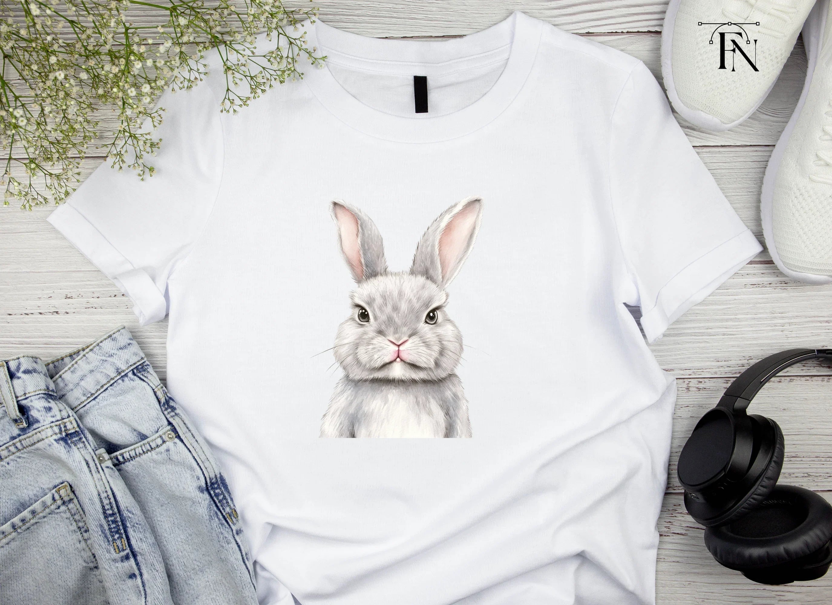 Grumpy Rabbit Faces Clipart Bundle