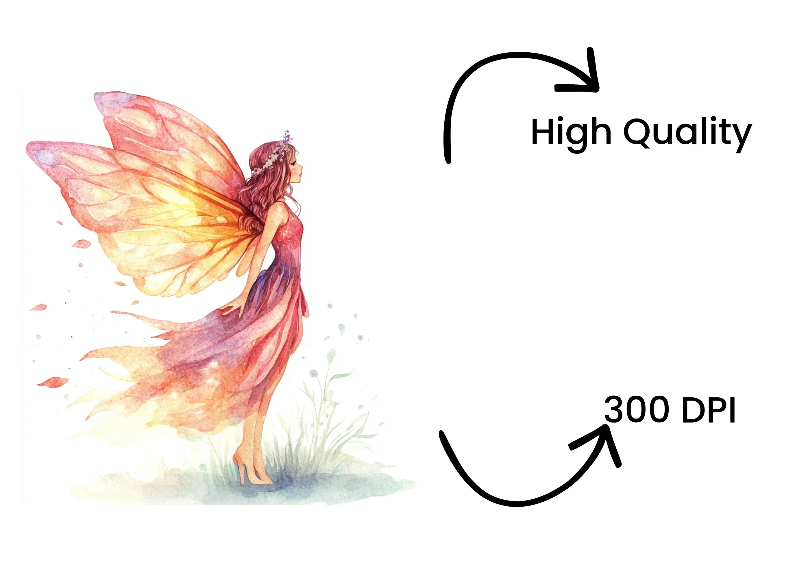 Elegant Red Fairy Clipart Bundle
