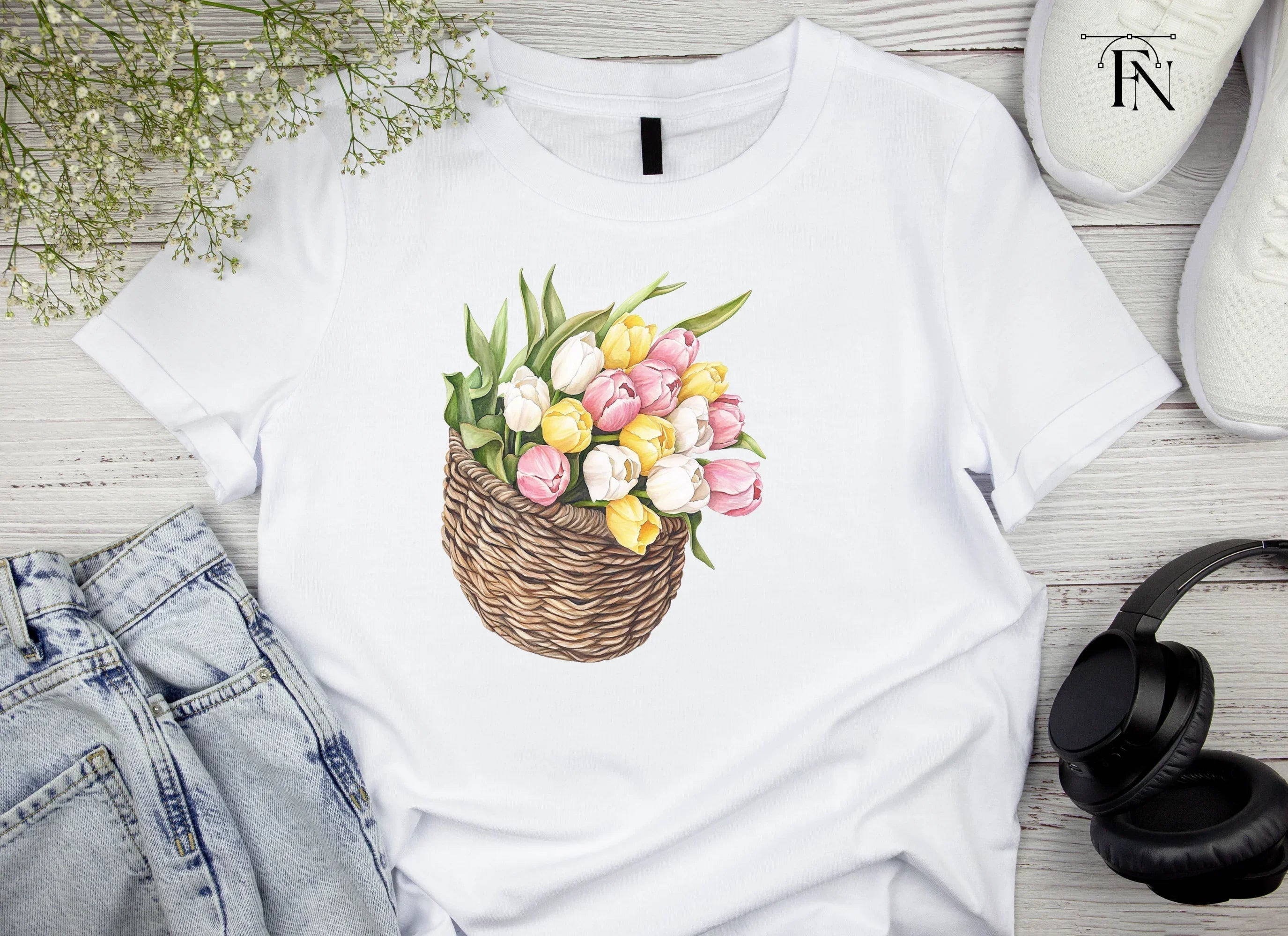 Tulip Baskets Clipart Bundle