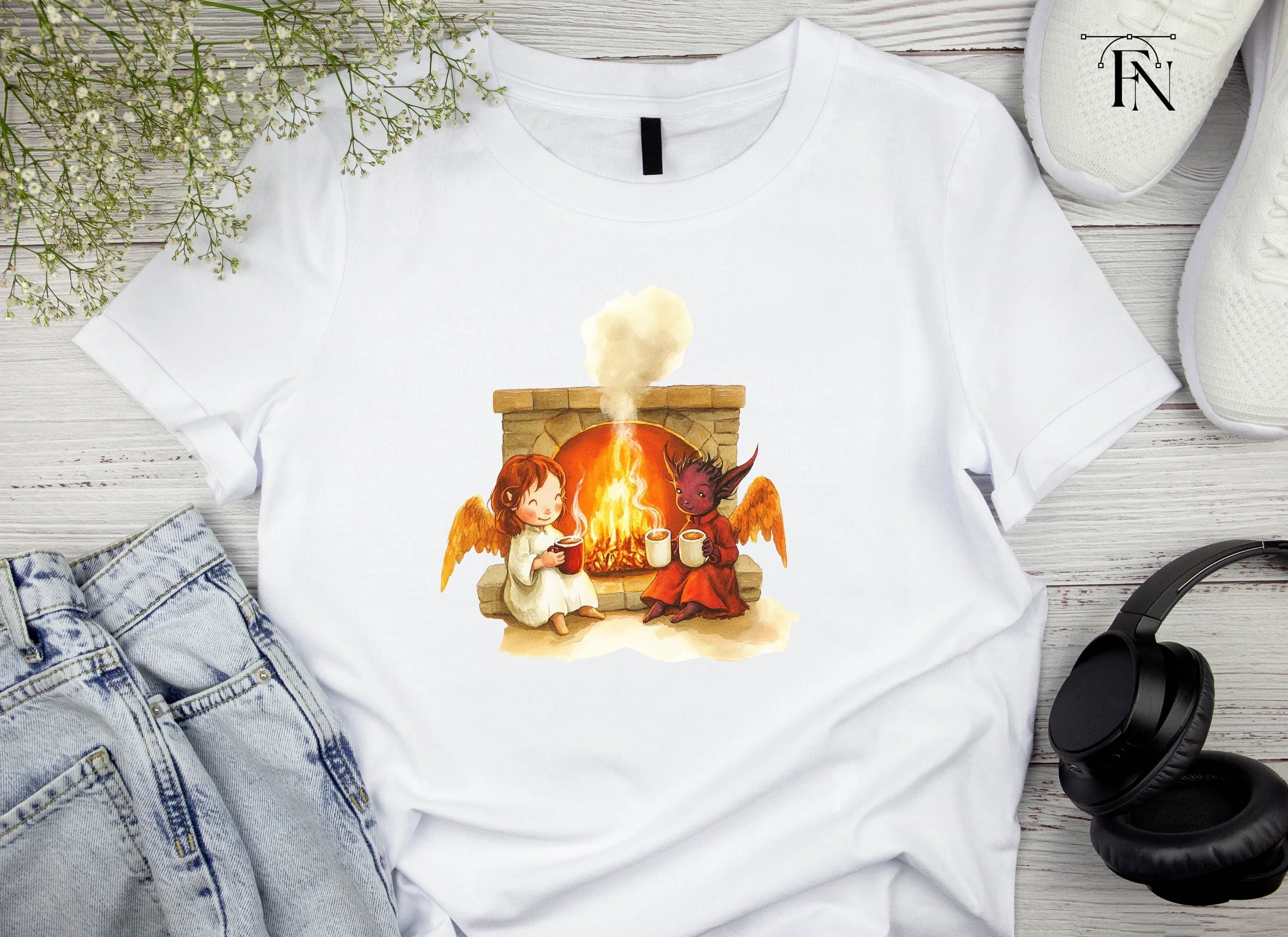 Angels and Demons by Fireplace Clipart Bundle