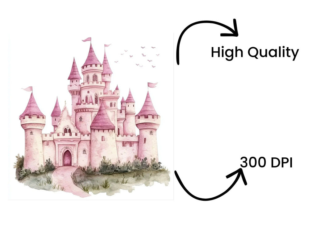 Enchanted Pink Castle Clipart Bundle