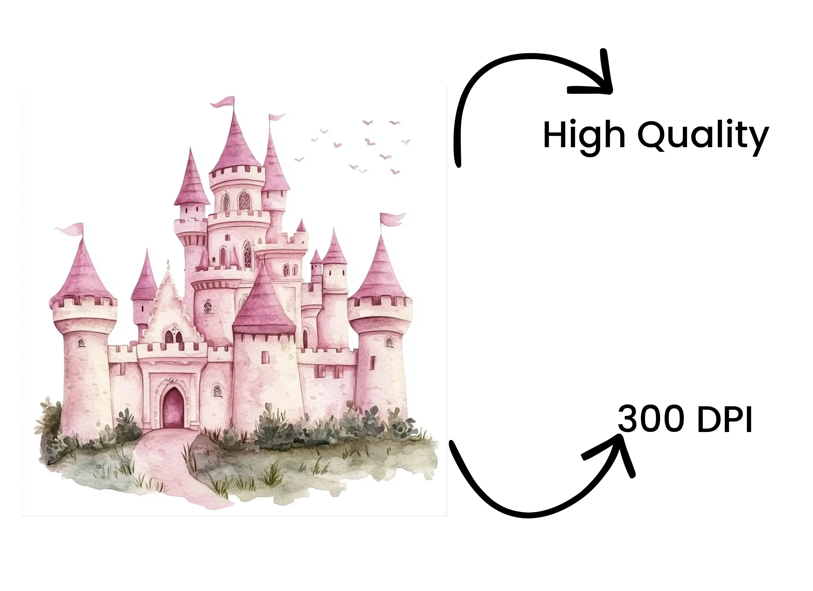 Enchanted Pink Castle Clipart Bundle