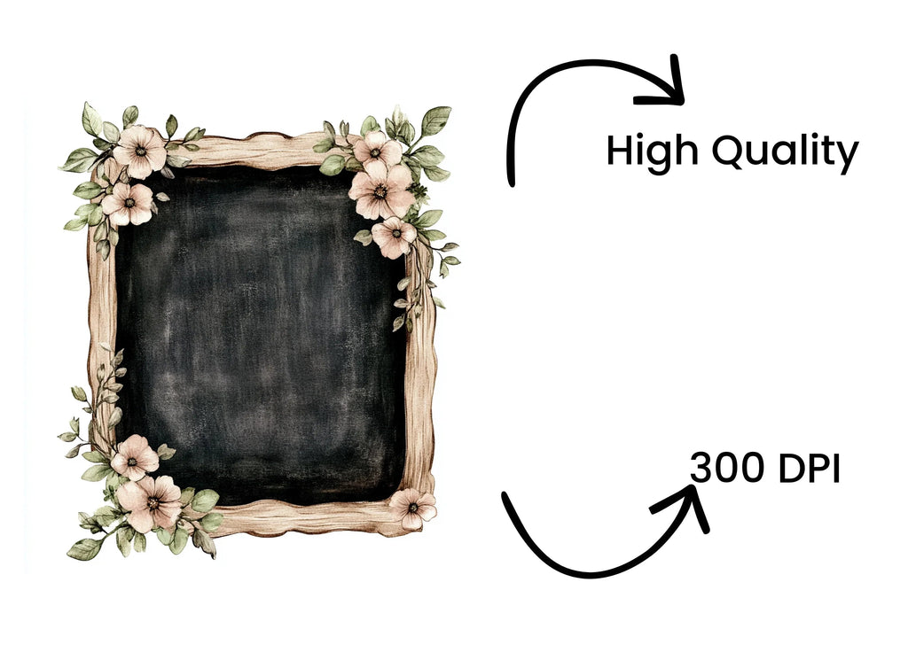Floral Chalkboard Frame Clipart Bundle