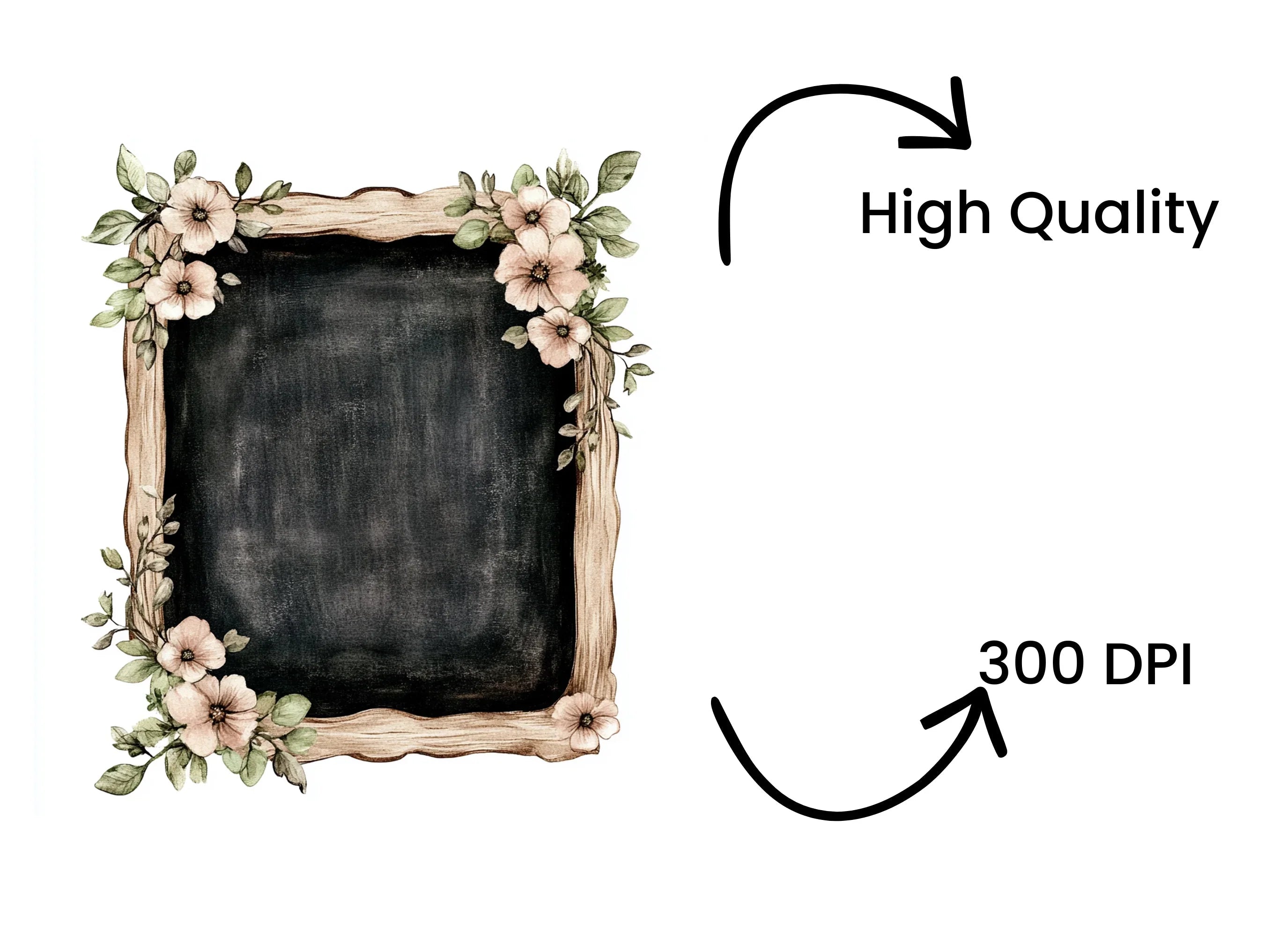 Floral Chalkboard Frame Clipart Bundle