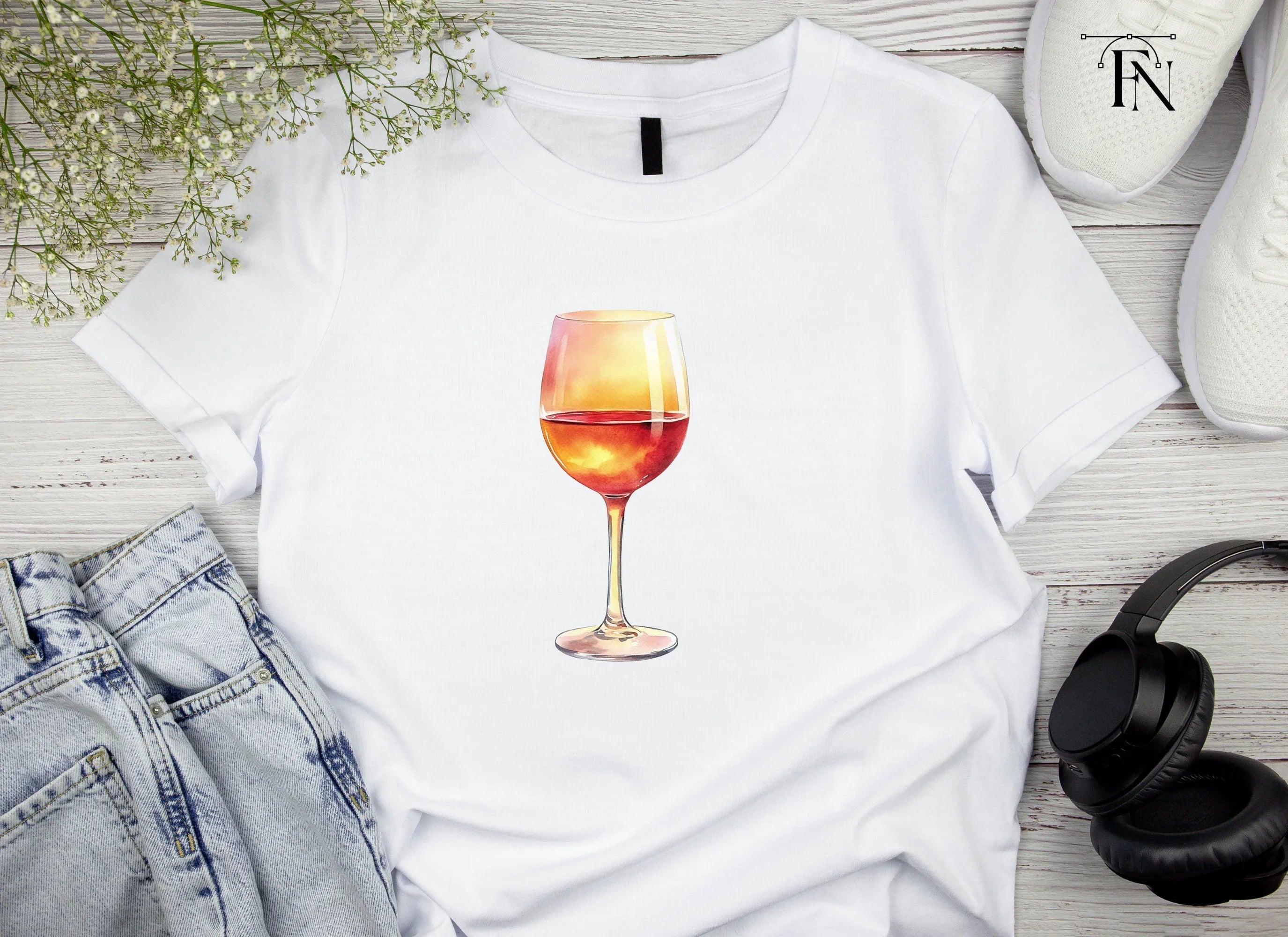 Sunset Reflection Wine Glass Clipart Bundle