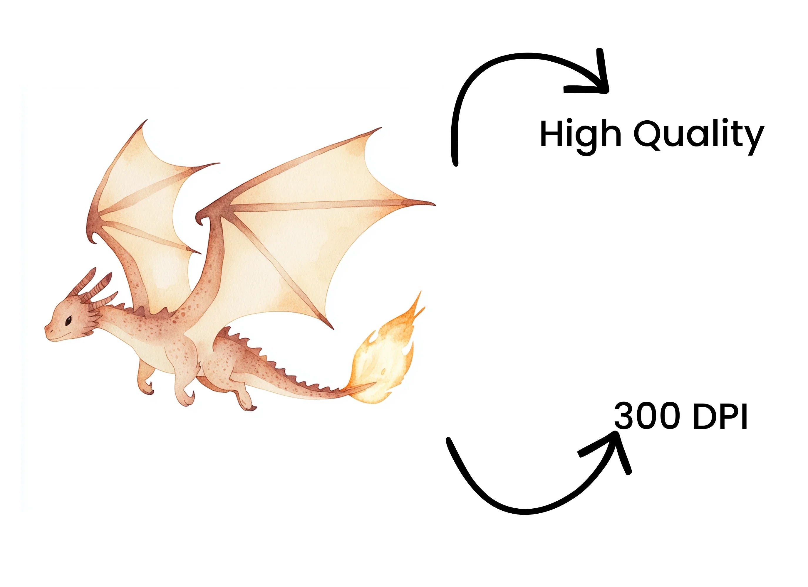 Cute Flying Fire Dragon Clipart Bundle