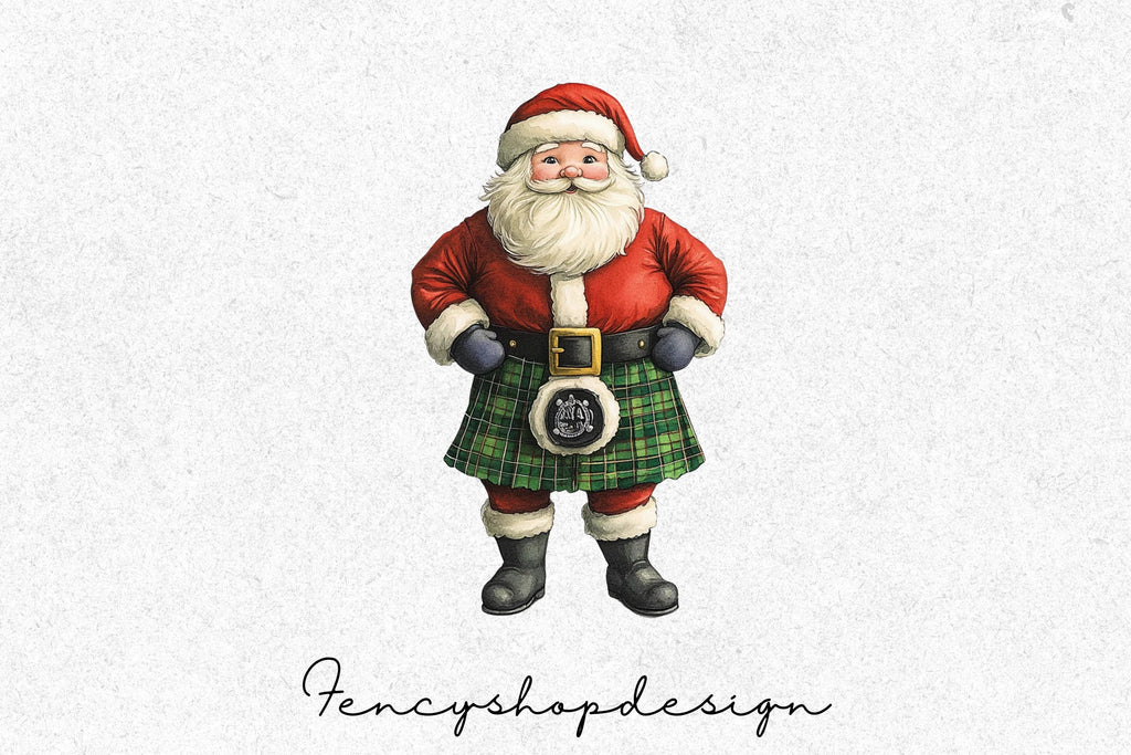 Scottish Kilt Santa Claus Clipart Bundle