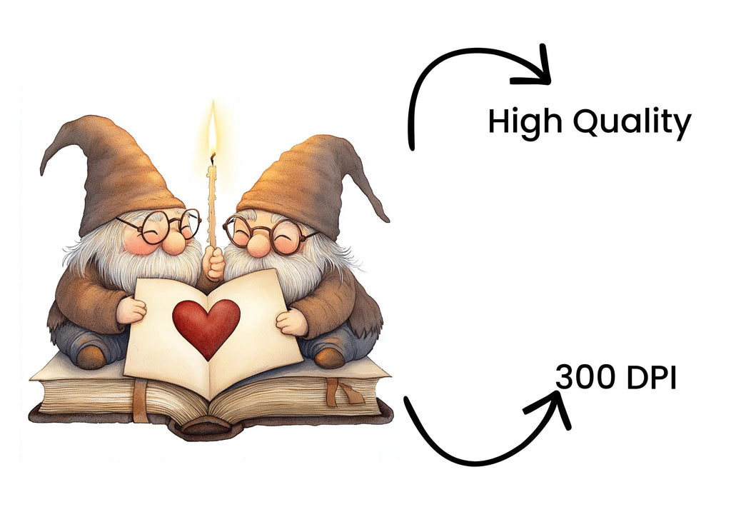 Gnome Couple Love Story Clipart Bundle
