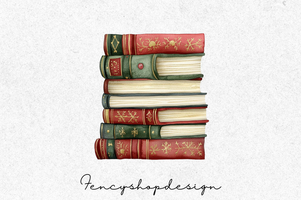 Vintage Christmas Books Clipart Bundle