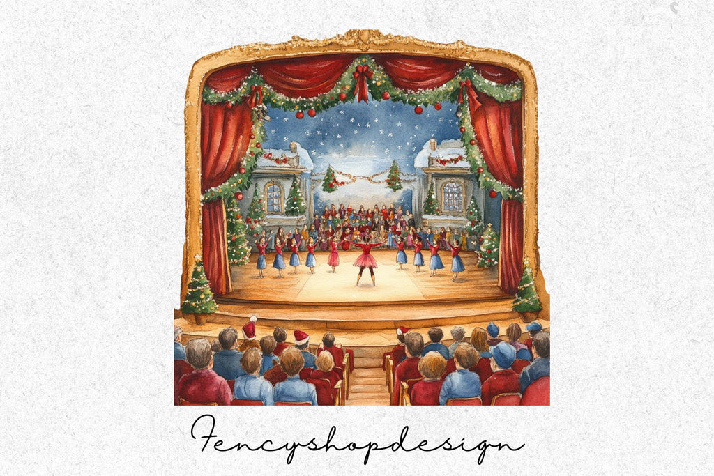Christmas Ballet Stage Performance Clipart Bundle