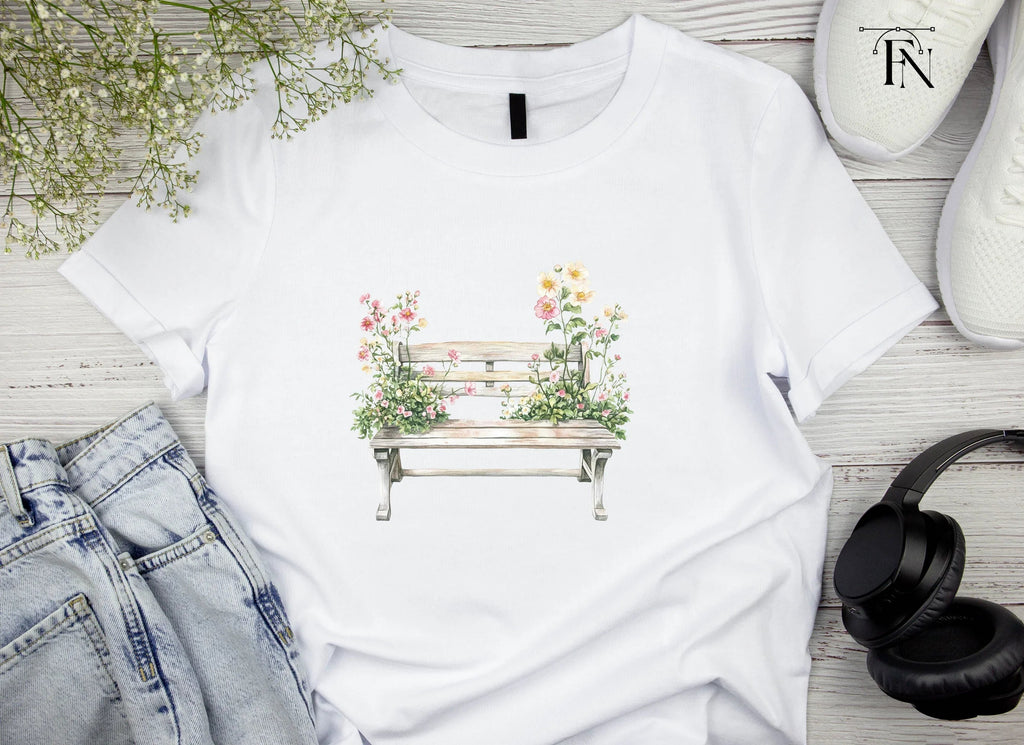 Bench with Pink Flowers Clipart Bundle