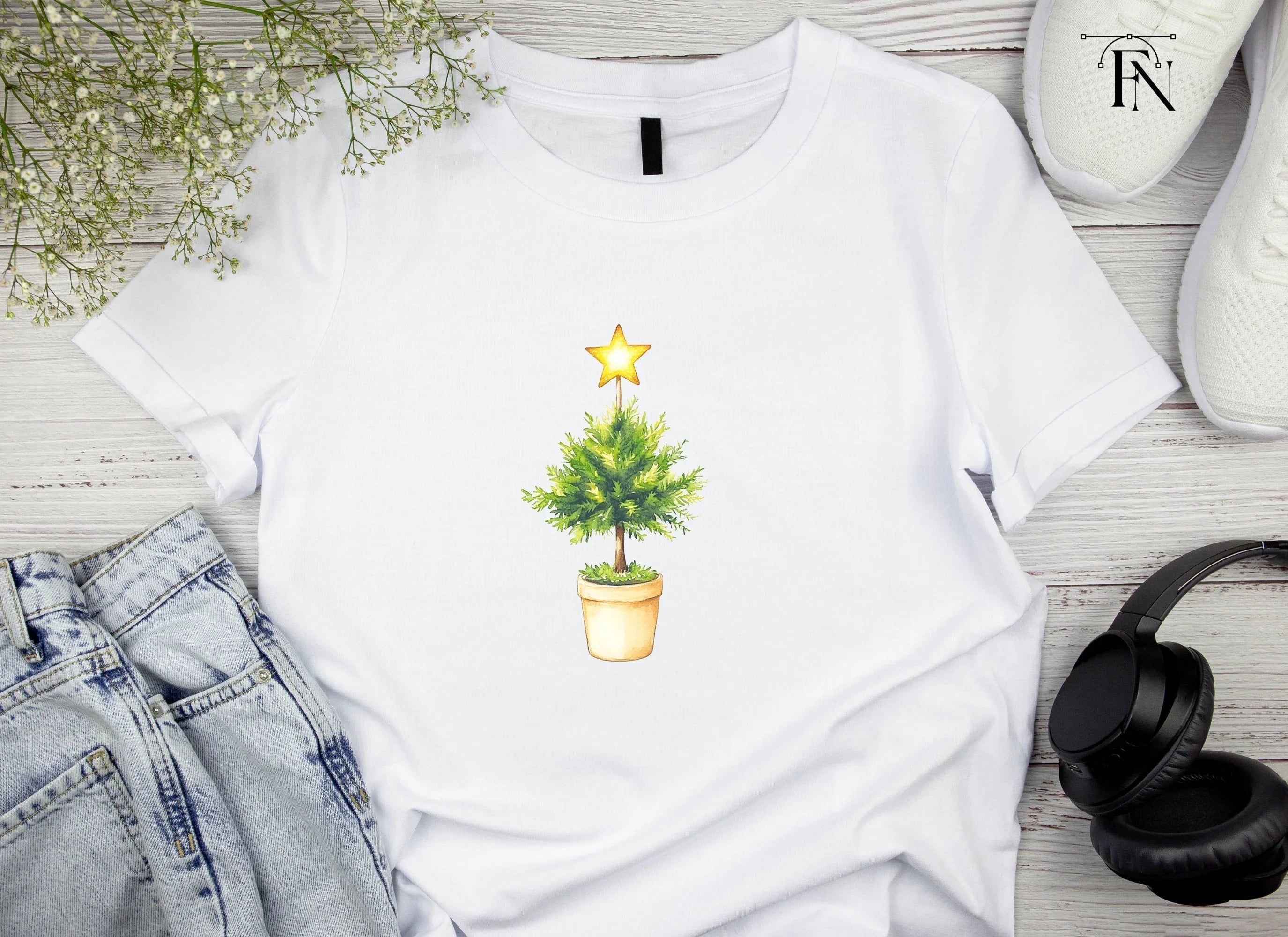 Potted Christmas Trees Clipart Bundle