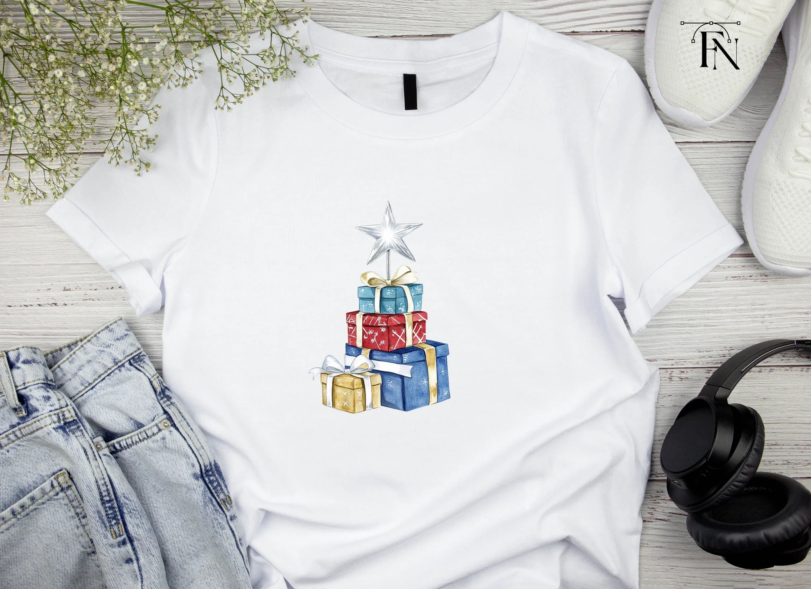 Sleeping Kitten on Christmas Gifts Clipart Bundle