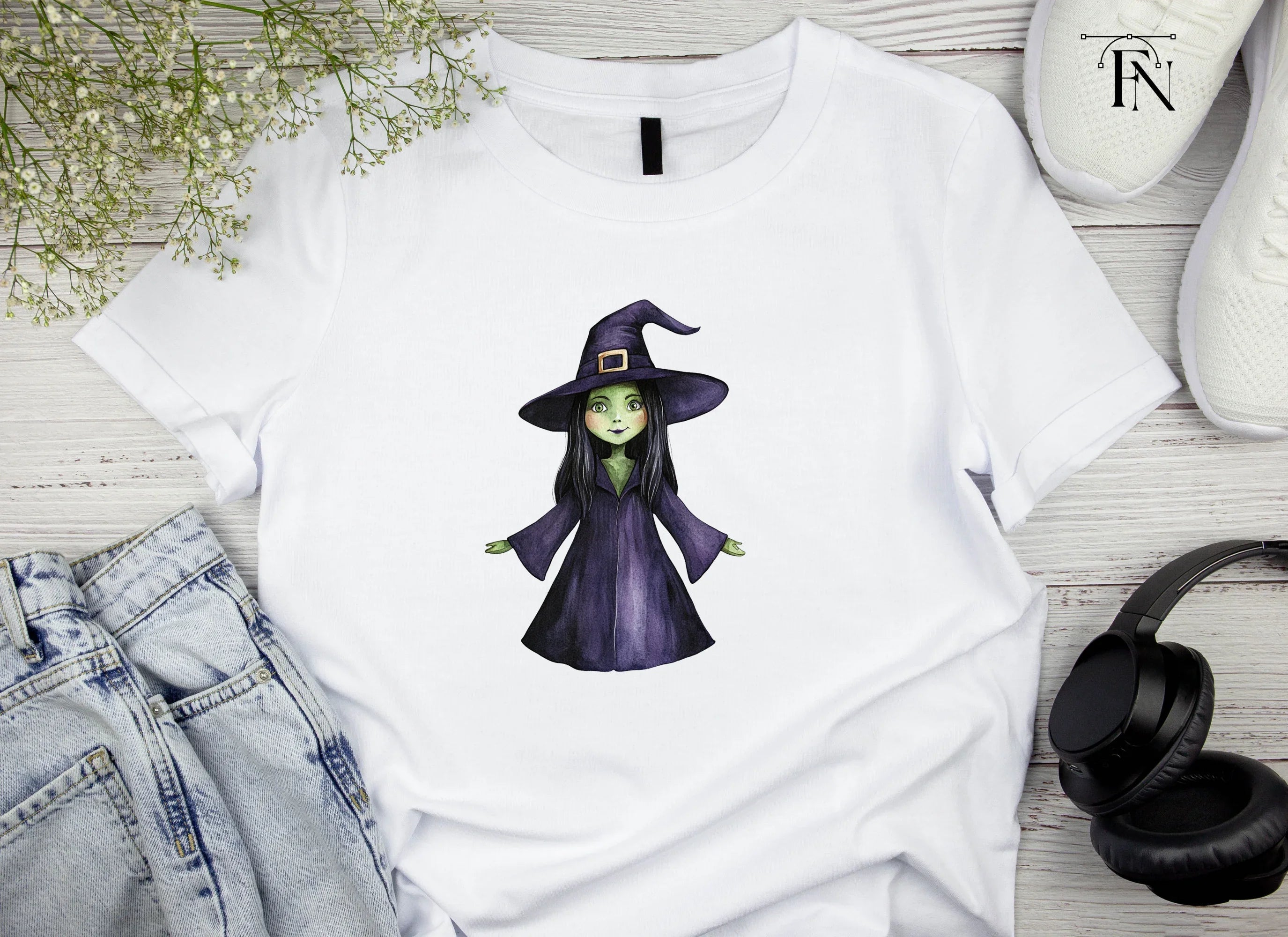Green Skinned Witch Halloween Clipart Bundle