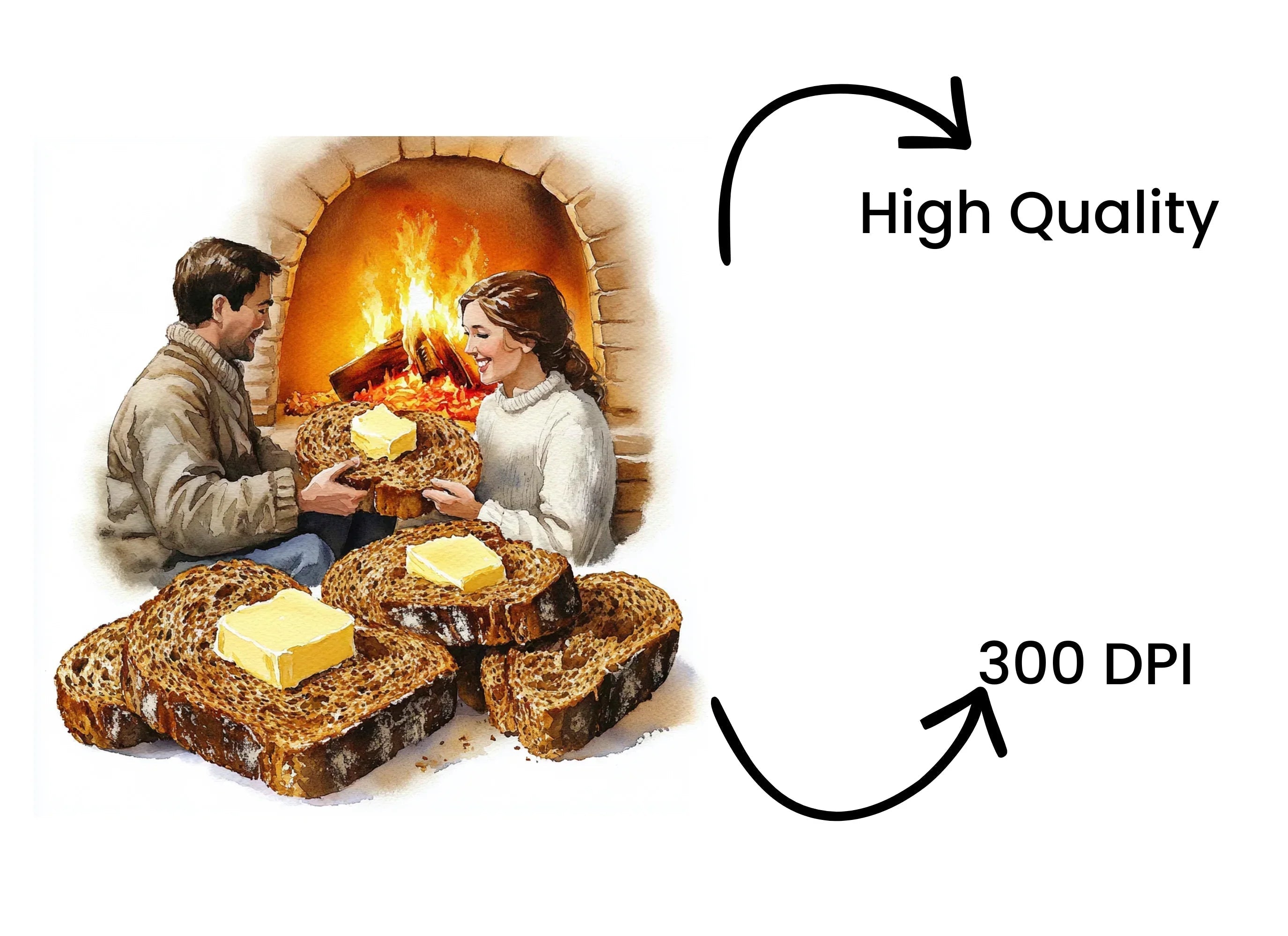 Cozy Fireplace Toast Clipart Bundle