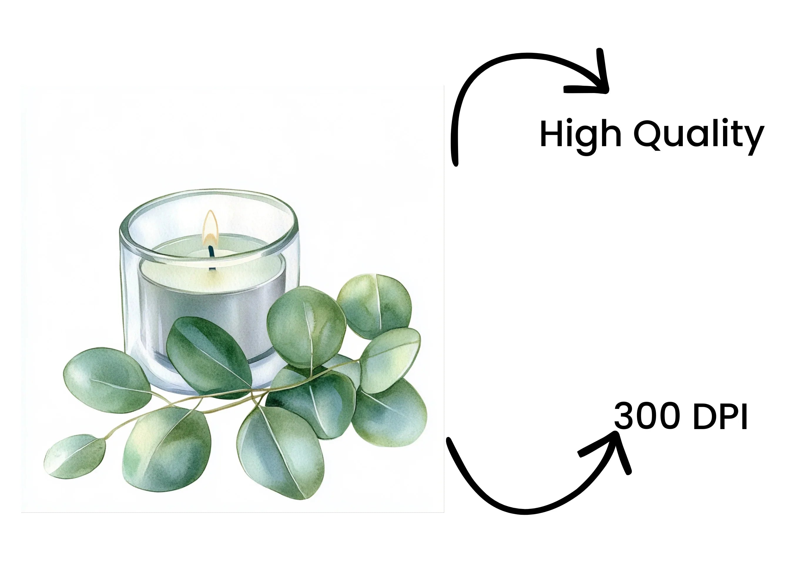 Eucalyptus Candle Clipart Bundle